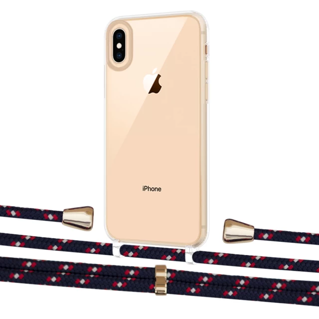 Чехол Upex Crossbody Protection Case для iPhone XS Max Crystal with Aide Blue Marine and Casquette Gold (UP102177)