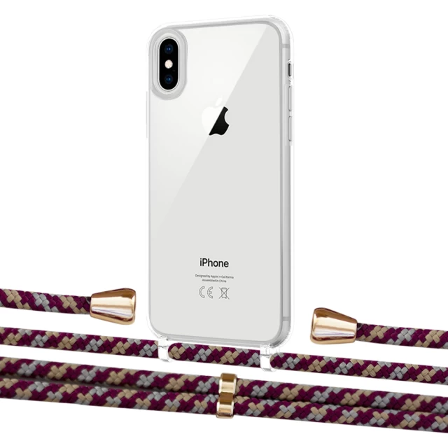 Чехол Upex Crossbody Protection Case для iPhone XS | X Crystal with Aide Burgundy Camouflage and Casquette Gold (UP101621)
