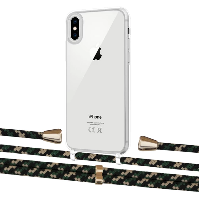 Чохол Upex Crossbody Protection Case для iPhone XS | X Crystal with Aide Juniper Camouflage and Casquette Gold (UP101622)