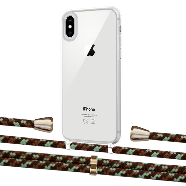 Чехол Upex Crossbody Protection Case для iPhone XS Max Crystal with Aide Cinnamon Camouflage and Casquette Gold (UP102183)