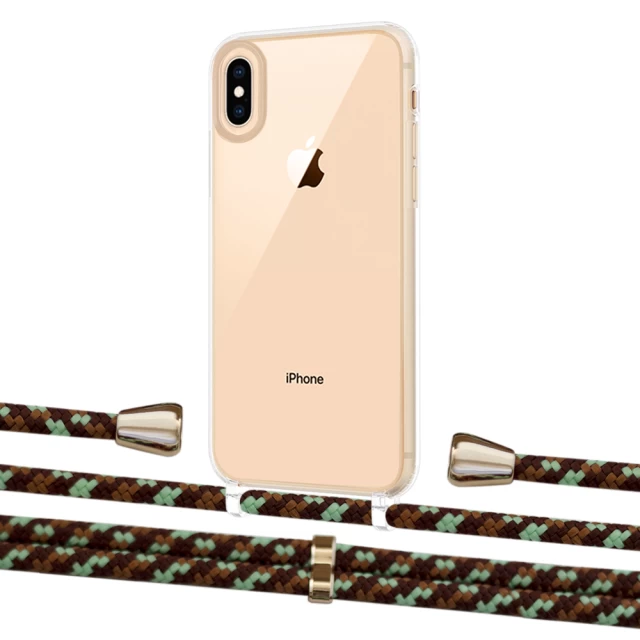 Чохол Upex Crossbody Protection Case для iPhone XS Max Crystal with Aide Cinnamon Camouflage and Casquette Gold (UP102183)