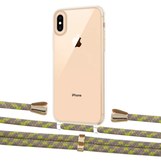 Чохол Upex Crossbody Protection Case для iPhone XS | X Crystal with Aide Lime Camouflage and Casquette Gold (UP101625)