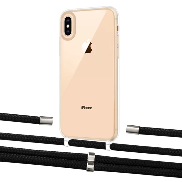 Чехол Upex Crossbody Protection Case для iPhone XS Max Crystal with Aide Black and Cap Silver (UP102191)