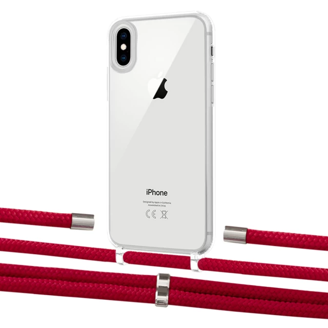 Чохол Upex Crossbody Protection Case для iPhone XS | X Crystal with Aide Red and Cap Silver (UP101632)