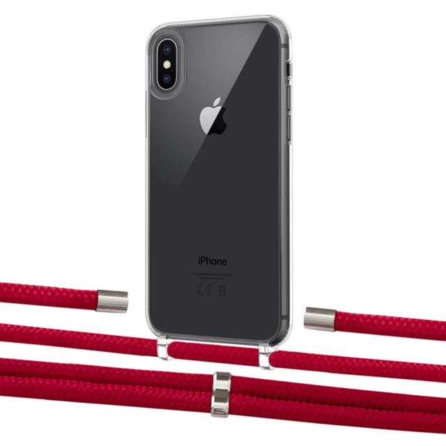 Чохол Upex Crossbody Protection Case для iPhone XS Max Crystal with Aide Red and Cap Silver (UP102192)