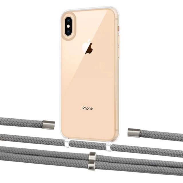 Чохол Upex Crossbody Protection Case для iPhone XS Max Crystal with Aide Gray and Cap Silver (UP102202)