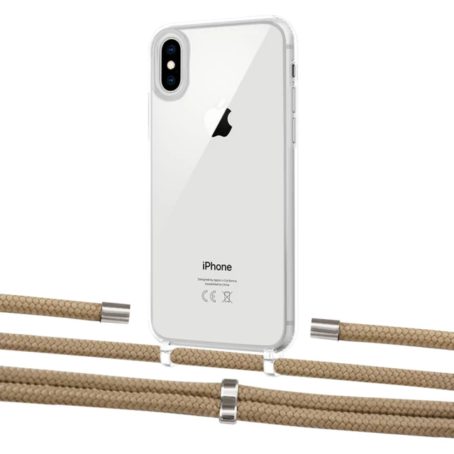 Чохол Upex Crossbody Protection Case для iPhone XS | X Crystal with Aide Sand and Cap Silver (UP101645)