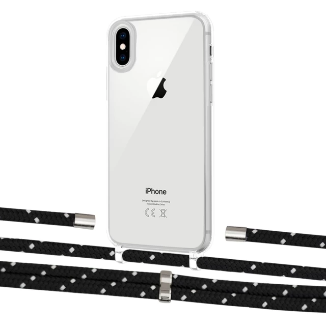 Чохол Upex Crossbody Protection Case для iPhone XS Max Crystal with Aide Black Dots and Cap Silver (UP102210)