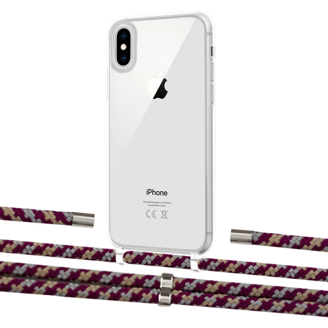 Чехол Upex Crossbody Protection Case для iPhone XS | X Crystal with Aide Burgundy Camouflage and Cap Silver (UP101656)