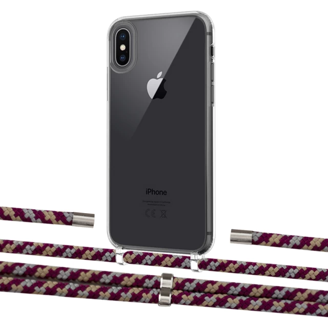 Чехол Upex Crossbody Protection Case для iPhone XS Max Crystal with Aide Burgundy Camouflage and Cap Silver (UP102216)