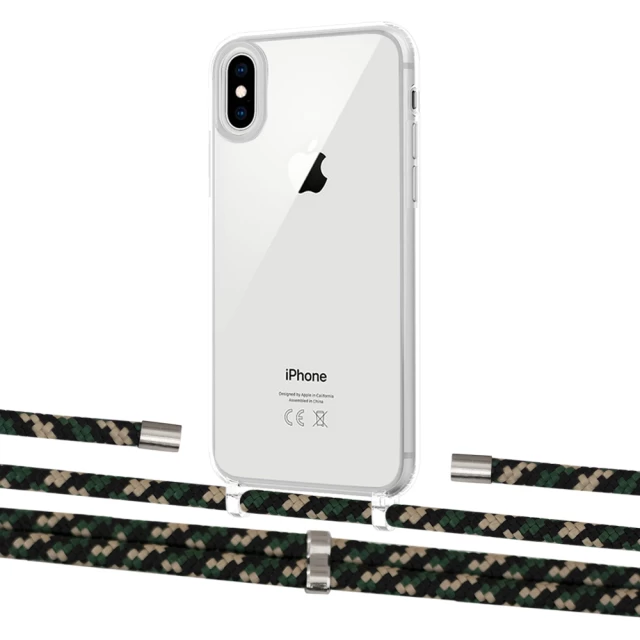 Чохол Upex Crossbody Protection Case для iPhone XS Max Crystal with Aide Juniper Camouflage and Cap Silver (UP102217)