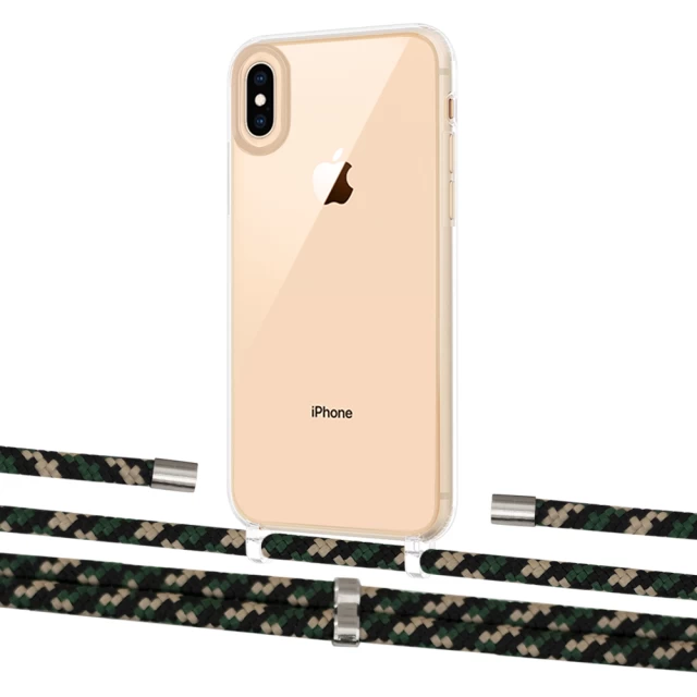 Чехол Upex Crossbody Protection Case для iPhone XS | X Crystal with Aide Juniper Camouflage and Cap Silver (UP101657)