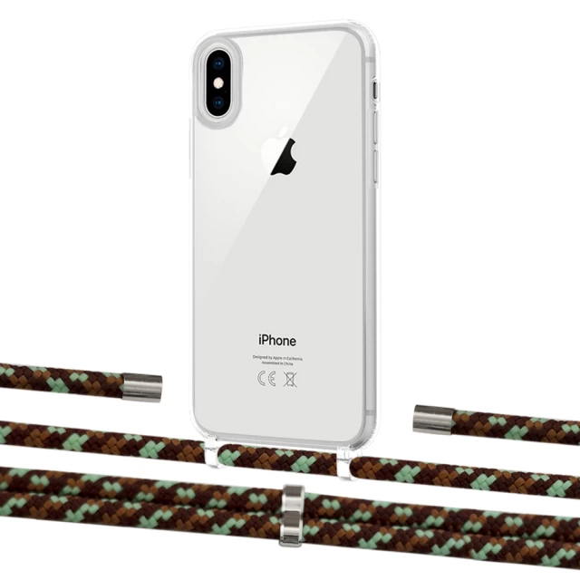Чохол Upex Crossbody Protection Case для iPhone XS Max Crystal with Aide Cinnamon Camouflage and Cap Silver (UP102218)