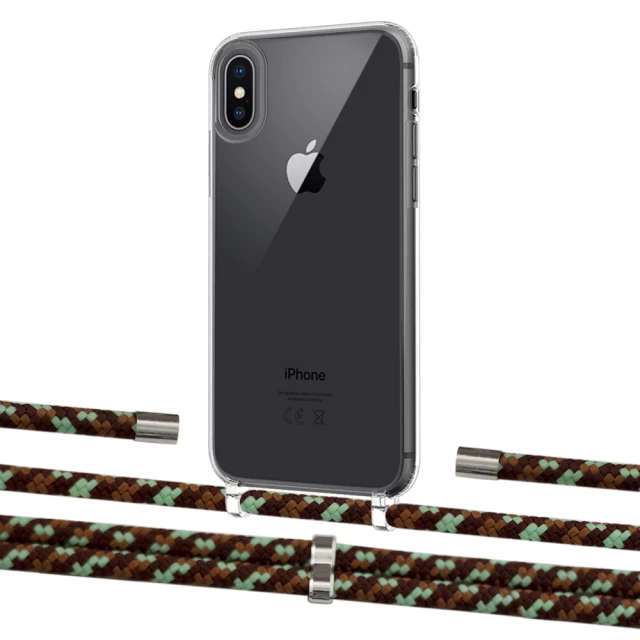 Чехол Upex Crossbody Protection Case для iPhone XS | X Crystal with Aide Cinnamon Camouflage and Cap Silver (UP101658)