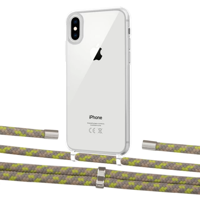 Чохол Upex Crossbody Protection Case для iPhone XS Max Crystal with Aide Lime Camouflage and Cap Silver (UP102220)