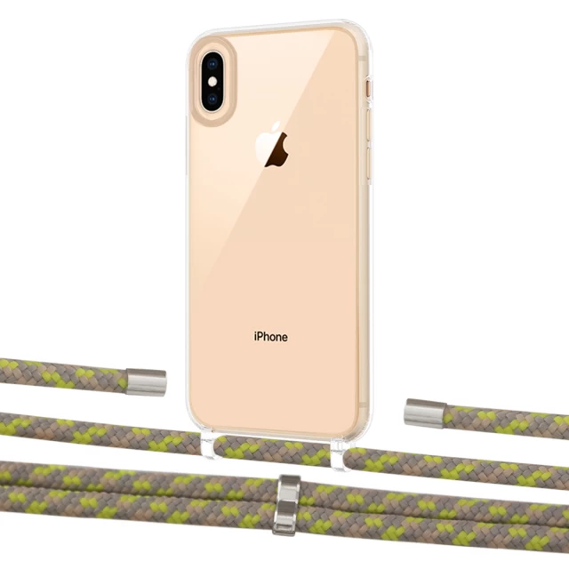 Чехол Upex Crossbody Protection Case для iPhone XS Max Crystal with Aide Lime Camouflage and Cap Silver (UP102220)