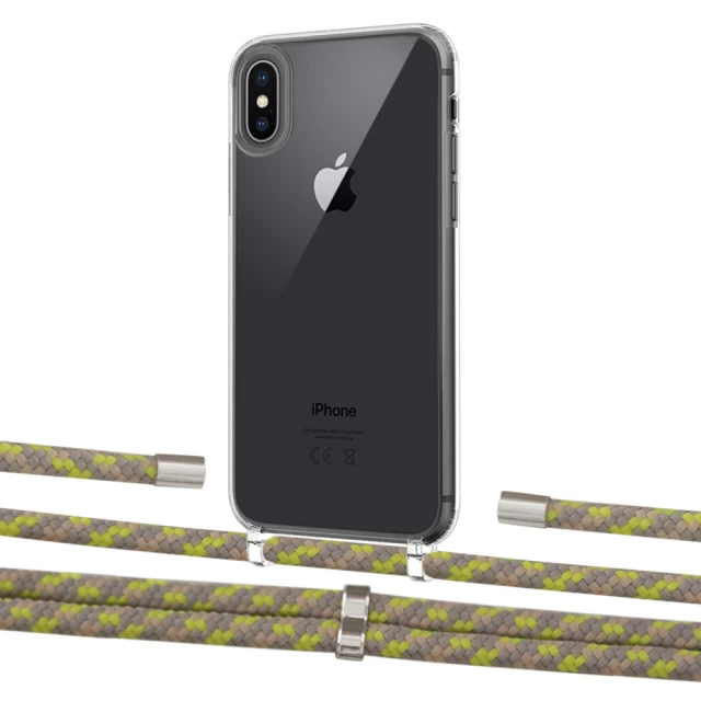Чехол Upex Crossbody Protection Case для iPhone XS | X Crystal with Aide Lime Camouflage and Cap Silver (UP101660)