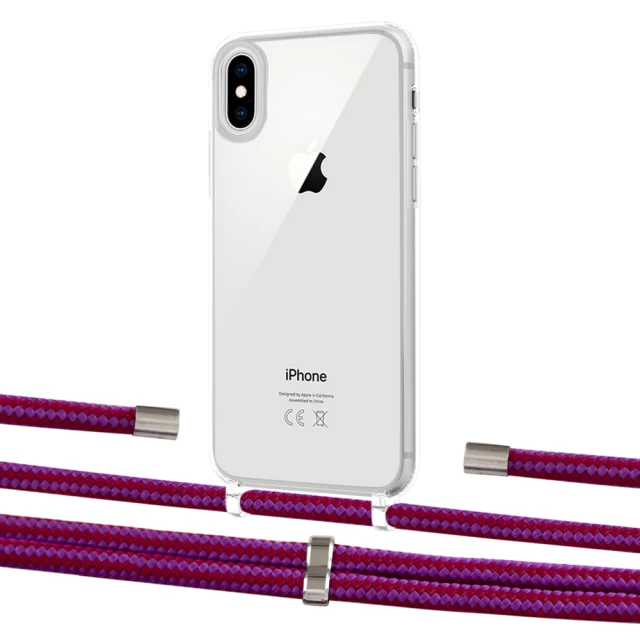 Чехол Upex Crossbody Protection Case для iPhone XS | X Crystal with Aide Rouge Cramoisi and Cap Silver (UP101664)