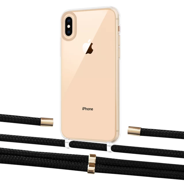 Чехол Upex Crossbody Protection Case для iPhone XS | X Crystal with Aide Black and Cap Gold (UP101666)