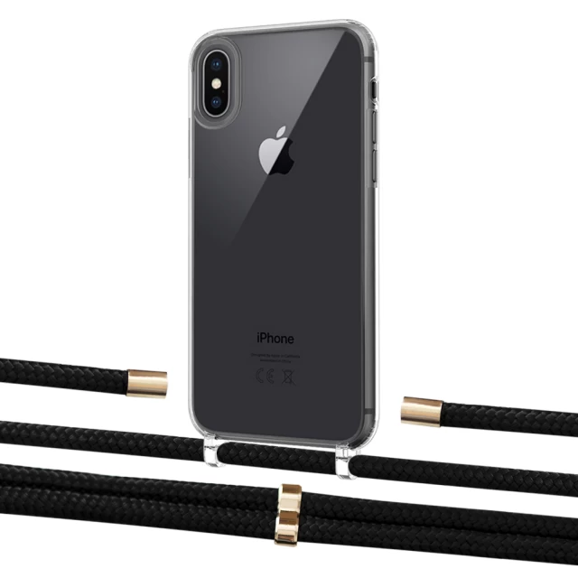 Чохол Upex Crossbody Protection Case для iPhone XS | X Crystal with Aide Black and Cap Gold (UP101666)