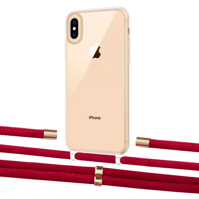 Чохол Upex Crossbody Protection Case для iPhone XS Max Crystal with Aide Red and Cap Gold (UP102227)