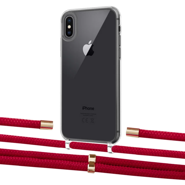 Чохол Upex Crossbody Protection Case для iPhone XS Max Crystal with Aide Red and Cap Gold (UP102227)