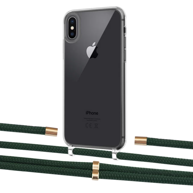 Чехол Upex Crossbody Protection Case для iPhone XS Max Crystal with Aide Cyprus Green and Cap Gold (UP102234)