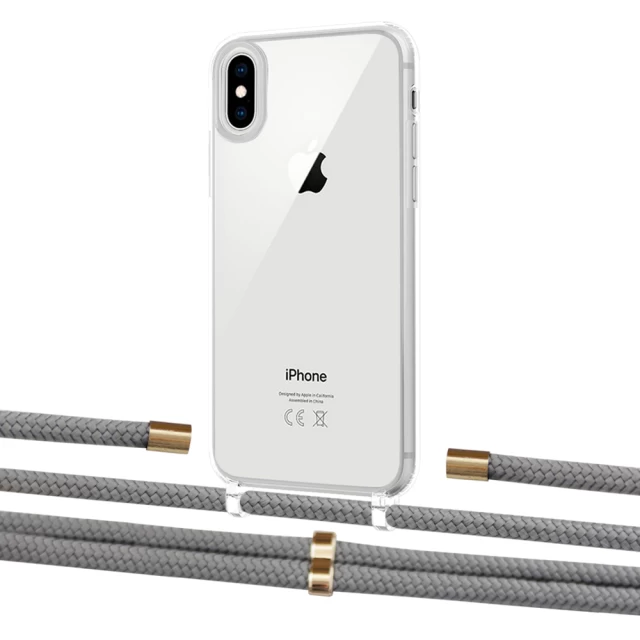 Чехол Upex Crossbody Protection Case для iPhone XS Max Crystal with Aide Gray and Cap Gold (UP102237)