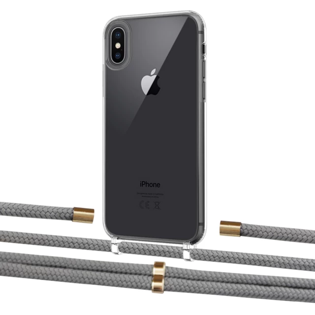 Чехол Upex Crossbody Protection Case для iPhone XS | X Crystal with Aide Gray and Cap Gold (UP101677)