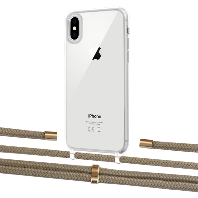 Чохол Upex Crossbody Protection Case для iPhone XS | X Crystal with Aide Champagne and Cap Gold (UP101679)