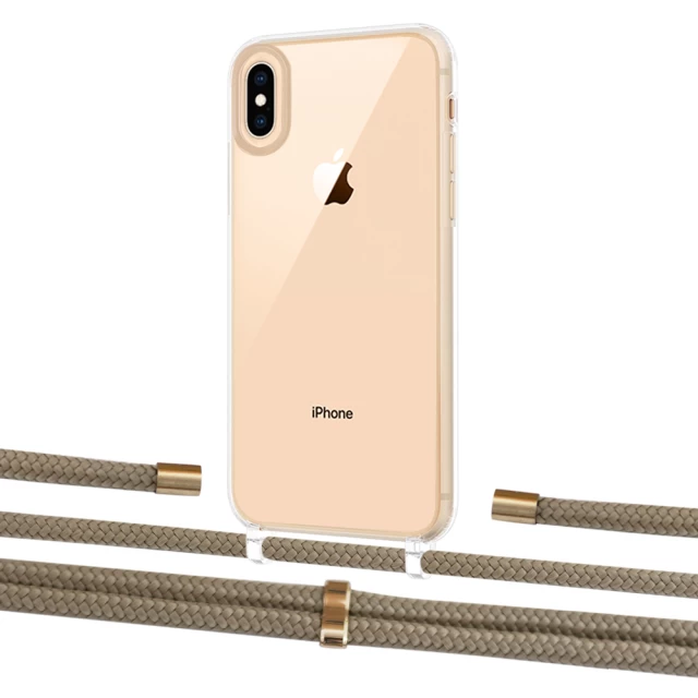 Чехол Upex Crossbody Protection Case для iPhone XS Max Crystal with Aide Champagne and Cap Gold (UP102239)