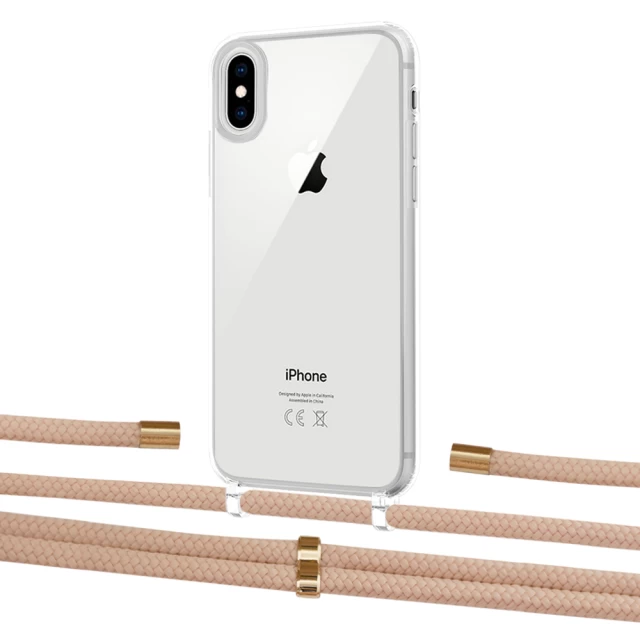 Чехол Upex Crossbody Protection Case для iPhone XS Max Crystal with Aide Creole Pink and Cap Gold (UP102242)