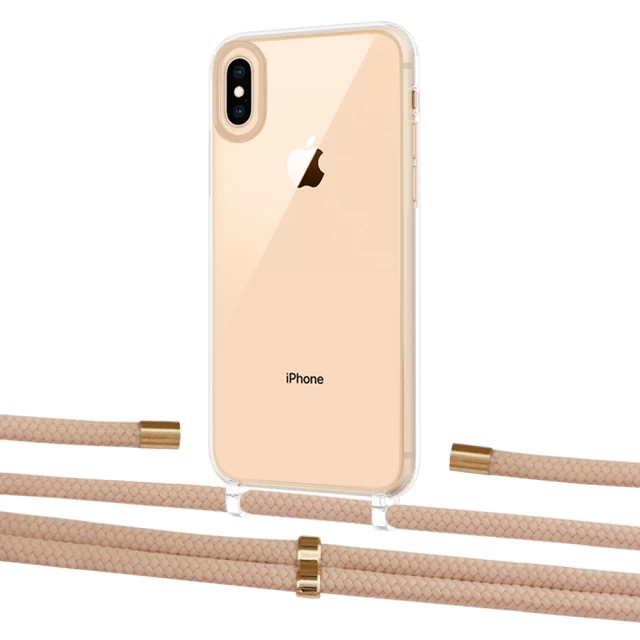 Чехол Upex Crossbody Protection Case для iPhone XS | X Crystal with Aide Creole Pink and Cap Gold (UP101682)