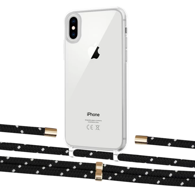 Чохол Upex Crossbody Protection Case для iPhone XS Max Crystal with Aide Black Dots and Cap Gold (UP102245)