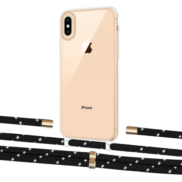 Чохол Upex Crossbody Protection Case для iPhone XS Max Crystal with Aide Black Dots and Cap Gold (UP102245)