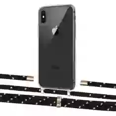 Чохол Upex Crossbody Protection Case для iPhone XS | X Crystal with Aide Black Dots and Cap Gold (UP101685)