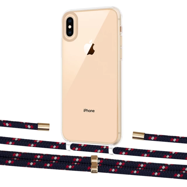 Чохол Upex Crossbody Protection Case для iPhone XS Max Crystal with Aide Blue Marine and Cap Gold (UP102247)