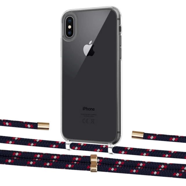 Чехол Upex Crossbody Protection Case для iPhone XS | X Crystal with Aide Blue Marine and Cap Gold (UP101687)