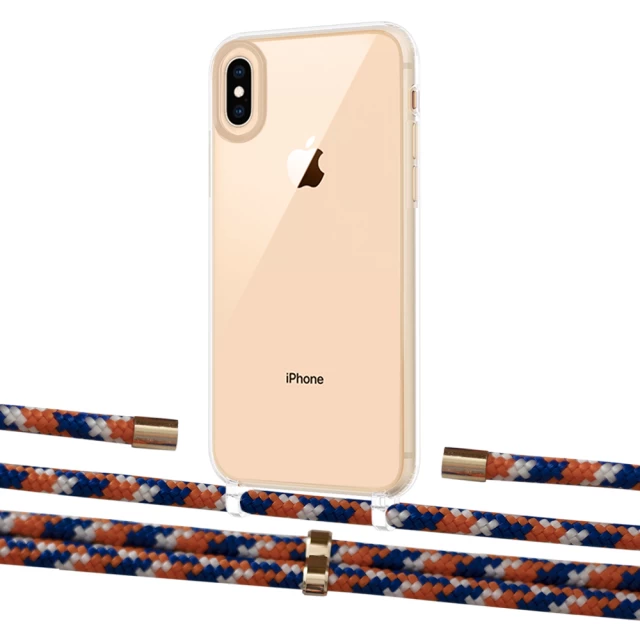 Чехол Upex Crossbody Protection Case для iPhone XS | X Crystal with Aide Orange Azure and Cap Gold (UP101690)