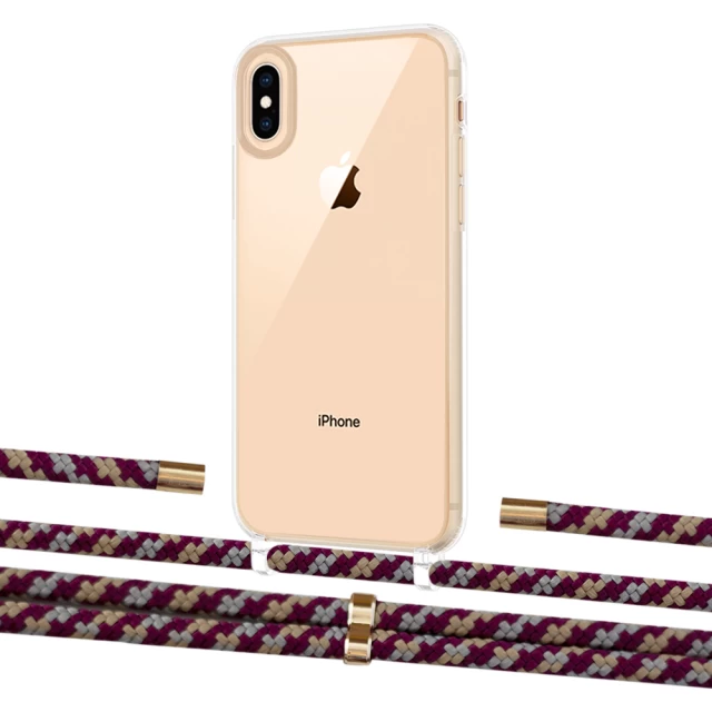 Чехол Upex Crossbody Protection Case для iPhone XS Max Crystal with Aide Burgundy Camouflage and Cap Gold (UP102251)