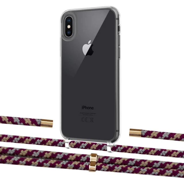 Чехол Upex Crossbody Protection Case для iPhone XS | X Crystal with Aide Burgundy Camouflage and Cap Gold (UP101691)