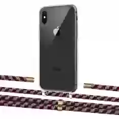 Чохол Upex Crossbody Protection Case для iPhone XS | X Crystal with Aide Burgundy Camouflage and Cap Gold (UP101691)