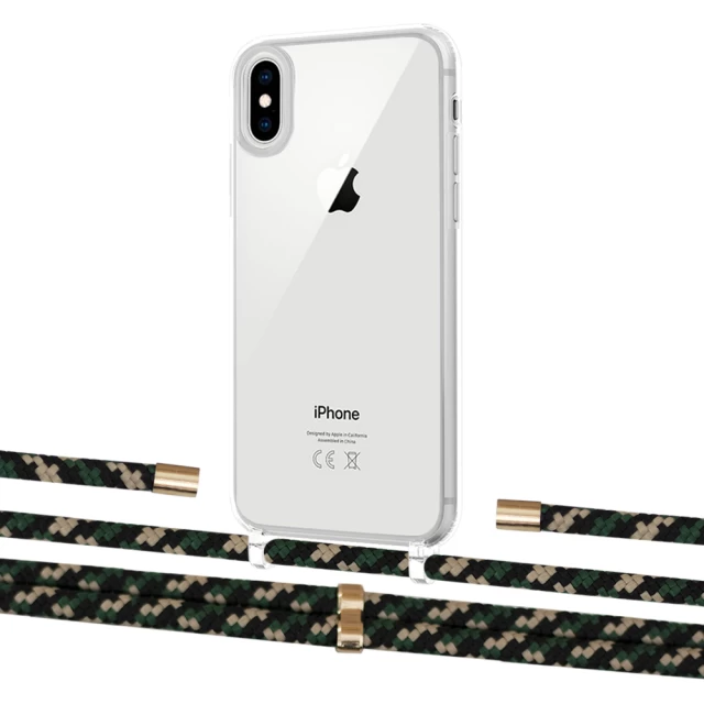Чехол Upex Crossbody Protection Case для iPhone XS Max Crystal with Aide Juniper Camouflage and Cap Gold (UP102252)