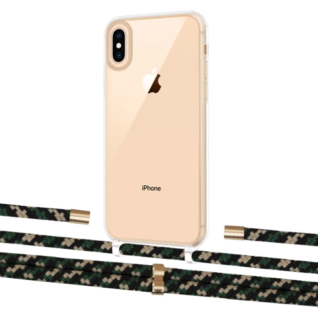 Чохол Upex Crossbody Protection Case для iPhone XS | X Crystal with Aide Juniper Camouflage and Cap Gold (UP101692)
