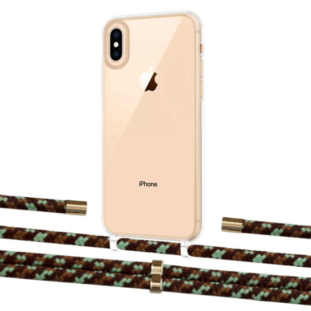 Чохол Upex Crossbody Protection Case для iPhone XS | X Crystal with Aide Cinnamon Camouflage and Cap Gold (UP101693)