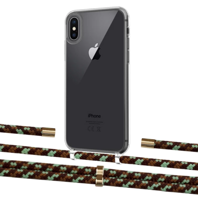 Чехол Upex Crossbody Protection Case для iPhone XS Max Crystal with Aide Cinnamon Camouflage and Cap Gold (UP102253)