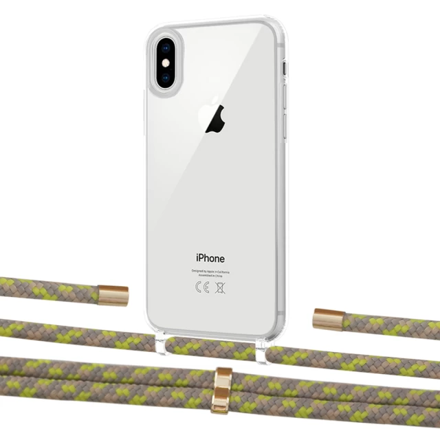 Чохол Upex Crossbody Protection Case для iPhone XS | X Crystal with Aide Lime Camouflage and Cap Gold (UP101695)