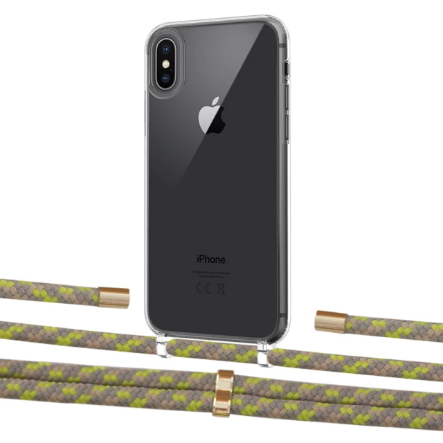 Чехол Upex Crossbody Protection Case для iPhone XS | X Crystal with Aide Lime Camouflage and Cap Gold (UP101695)