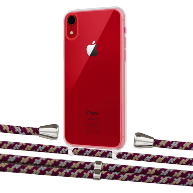 Чохол Upex Crossbody Protection Case для iPhone XR Crystal with Aide Burgundy Camouflage and Casquette Silver (UP101866)