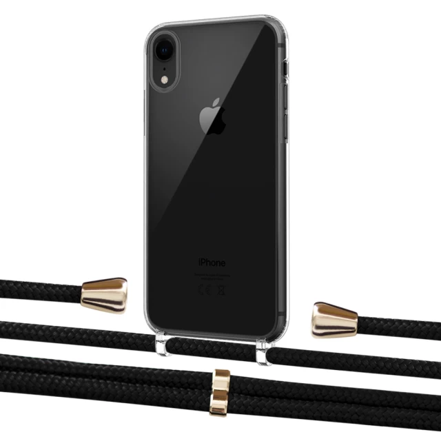 Чехол Upex Crossbody Protection Case для iPhone XR Crystal with Aide Black and Casquette Gold (UP101876)